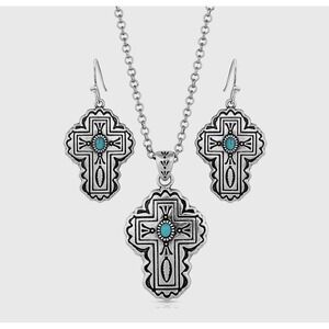 Montana Silversmiths Western Cathedral Cross Necklace Set - Retail $95 ~ New!